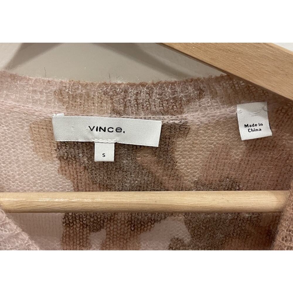Vince Dahlia Pink & Brown Floral Alpaca Mohair-Blend Sweater MSRP $345 Sz Small - Picture 7 of 13
